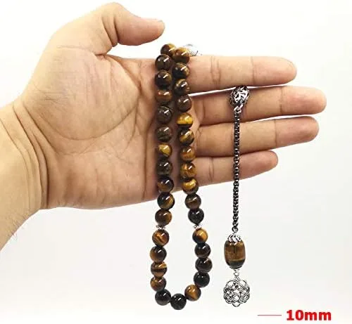 Miniatura 6 de ALBASHAN Ojos de tigre naturales Tasbih rosario musulmán islam 33 45 66 99 cuentas de oración arabia saudita joyería de moda árabe pulsera turca