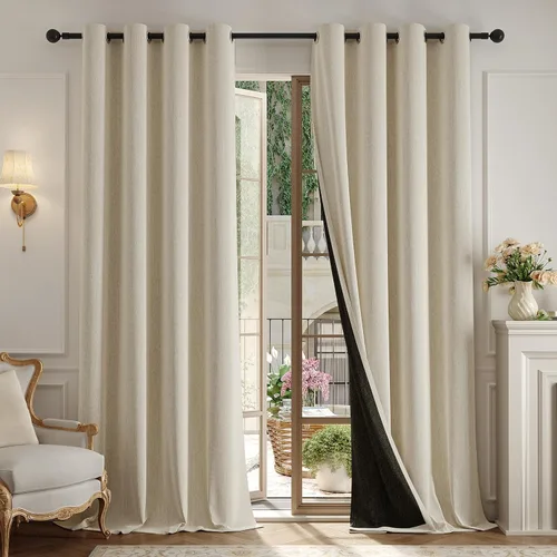 Anmao Cortinas opacas gruesas con textura pesada para sala de estar de 108 pulgadas de largo, juego de 2 paneles con ojales para oscurecer la