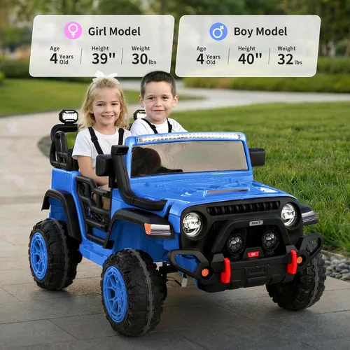 Miniatura 2 de Hikiddo - Auto eléctrico de paseo de 2 plazas, juguete de 12 V para niños de 4 a 8 años con control remoto, neumáticos EVA - Azul