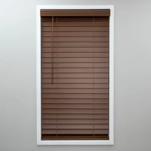 Miniatura 10 de Eclipse Persianas de madera falsa de 2 pulgadas, 23.5" de ancho x 64" de largo en roble oscuro - Persianas sin cordón, Certificadas como seguras