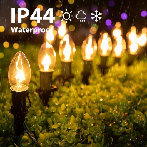 Miniatura 3 de Brightown Tira de luces LED estilo sendero de Navidad para exteriores; tira de 20 luces LED C9 de 25.7 pies con 20 estacas interconectables y a