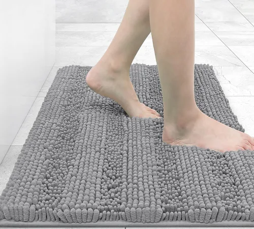 Miniatura 179 de Grandaily Alfombras de baño de felpilla a rayas de 24 x 16 pulgadas, extra gruesas y suaves, absorbentes, parte trasera de goma, alfombra de ducha