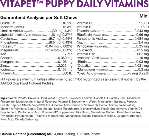 Miniatura 8 de NaturVet VitaPet Puppy Vitaminas diarias para perros - Además de ayuda para el aliento - Formulado específicamente para proporcionar a los cachorros