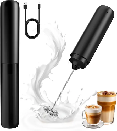 Espumador de leche recargable, espumador de café de mano, mezclador de bebidas con tapa, batidor eléctrico para matcha lattes, capuchino, chocolate