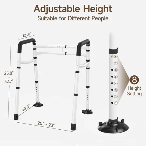 Miniatura 3 de WAYES Rieles de seguridad para inodoro, marco de inodoro desmontable ajustable para ancianos, personas mayores, discapacitados y discapacitados