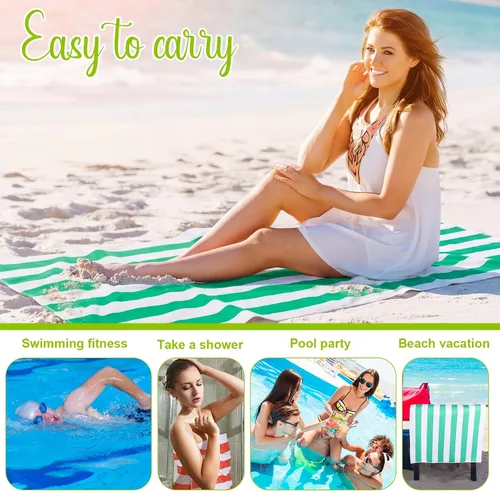 Miniatura 5 de EBOOT Paquete de 10 toallas de playa de gran tamaño, toallas de piscina extra grandes, de microfibra, de secado rápido, para adultos, mujeres