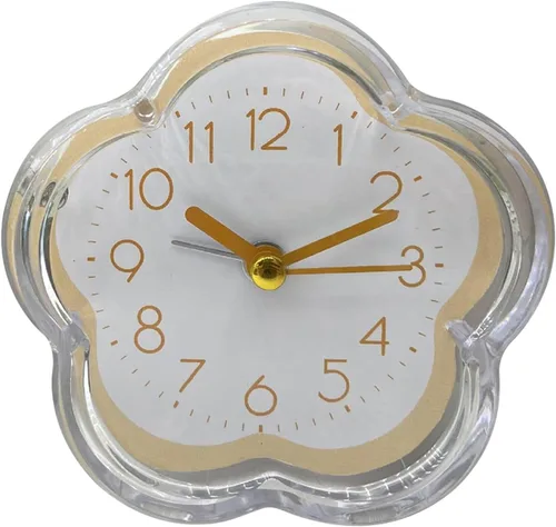 Reloj despertador, con forma de flor, silencioso, para mesita de noche, marco transparente, sin tictac, reloj digital de cuarzo para sala de estar,