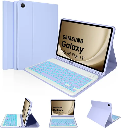 Miniatura 8 de LAMA Funda con teclado para Samsung Galaxy de 11 pulgadas Tab A9 Plus 2023/Tab A11 Plus 2025 con ratón, retroiluminación de 7 colores, funda
