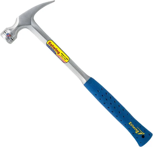 Miniatura 2 de Estwing Martillo de encuadre, garra recta de mango largo de 28 onzas con cara fresada y agarre de reducción de golpes, E3-28SM, azul y SWANSON Tool