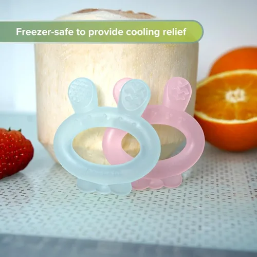 Miniatura 3 de Haakaa Mordedor de silicona para bebés, juguete de dentición congelado con orejas de conejo para bebés de 3 a 6 meses, alivio de la dentición fría