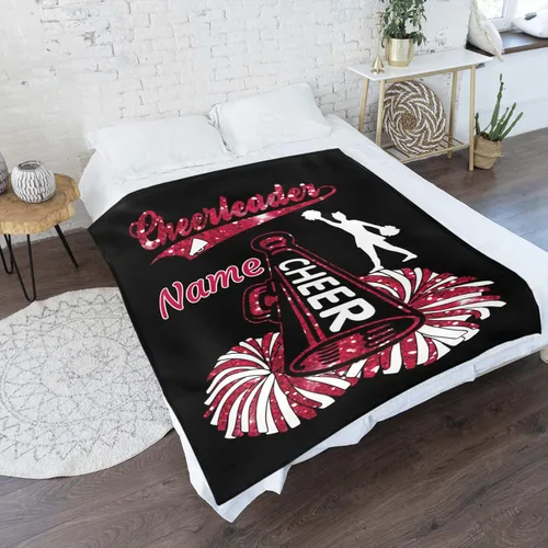 Miniatura 2 de Manta de bebé personalizada de animadora roja con nombre, manta de forro polar suave para niñas y niños, recién nacidos, regalo de cumpleaños, 40 x