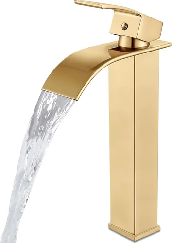 Miniatura 15 de Midanya Grifo de baño con boquilla de cascada de una sola manija, grifo de lavabo de baño de 1 agujero, moderno grifo de lavabo de lavabo de RV