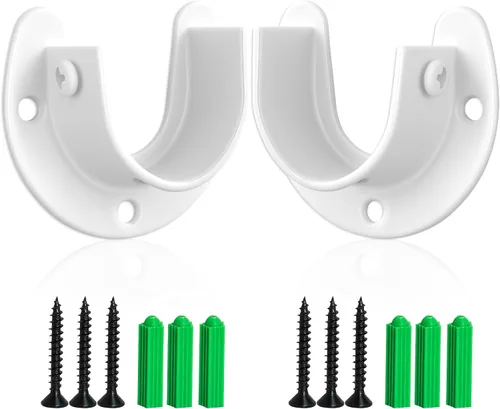 Miniatura 9 de Soporte para barra de armario, 2 piezas de enchufe de poste de armario de 1-1/2 pulgadas, soportes de barra de acero inoxidable en forma de U