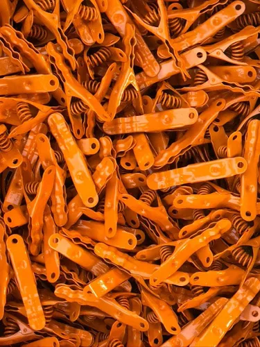 Miniatura 4 de Pinzas para la ropa extremas, naranja azafrán, acero inoxidable 304 sólido, paquete de 20 unidades, resistentes, coloridas, alfileres de lavandería