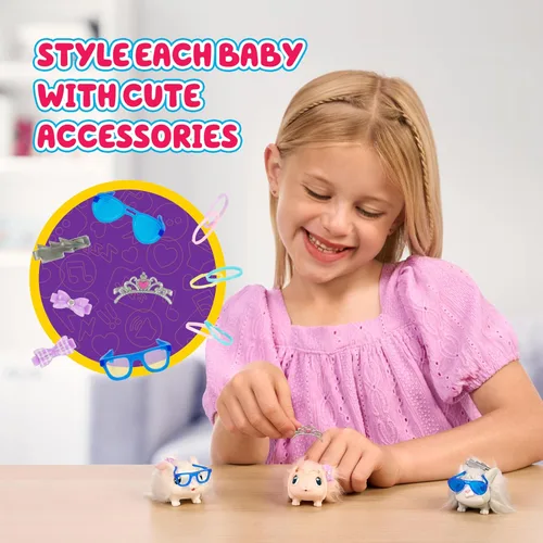 Miniatura 5 de Little Live Pets Set de Juguetes de Conejo Mama Surprise, Conejera de Animales Interactiva con 3 Bebés Sorpresa, Más de 20 Sonidos, Accesorios