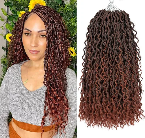 Miniatura 41 de Aipin Goddess Cabello de Ganchillo de 18 Pulgadas Boho River Locs Hippie Locs Ondulado de Ganchillo Con Cabello Rizado en el Medio y Extremos 613