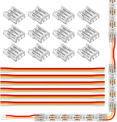 Miniatura 17 de SEZO 3528 5630 5730 5050 Kit de conectores de tira de luz LED UV, 12 piezas de 2PIN 0.394 pulgadas transparente sin cables sin cables de tira de luz