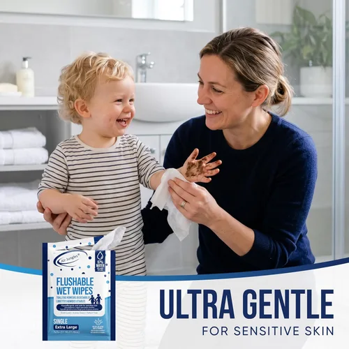 Miniatura 5 de Air Jungles Toallitas desechables de tamaño de viaje envueltas individualmente, 50 unidades, toallitas para glúteos con aloe vera y vitamina E