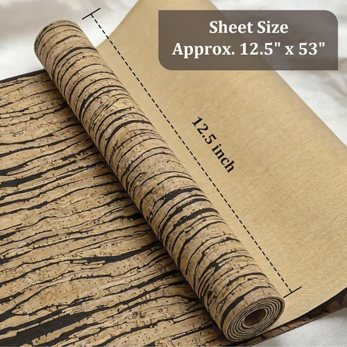 Miniatura 5 de SorenCut Tela de corcho por yarda, tela de corcho para coser con superficie de café negro, 12 x 52 pulgadas más grande para manualidades, cortar
