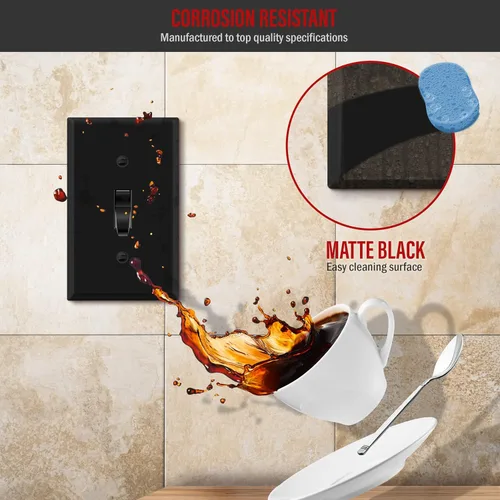 Miniatura 125 de ENERLITES Placa de Pared Metálica para Interruptor de Luz de Palanca, Acero Inoxidable 201, Resistente a la Corrosión, Tamaño Estándar 1-Gang 4.50