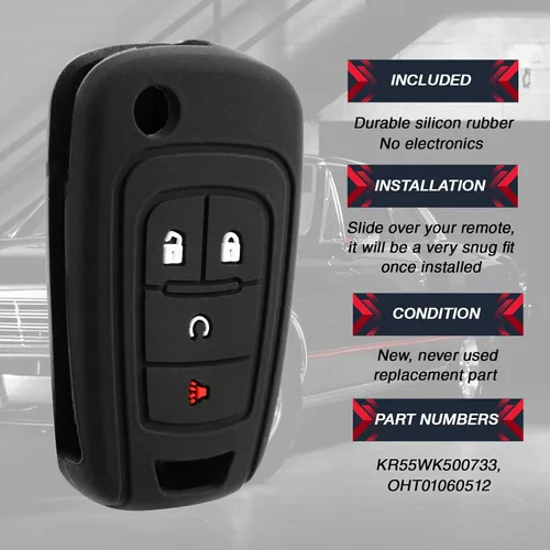 Miniatura 4 de USARemote Funda de silicona de goma para llave de entrada sin llave con botón de inicio remoto de 4 botones, abatible, reemplazo para Buick Encore