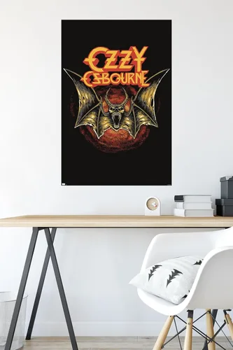Miniatura 4 de Ozzy Osbourne - Póster de pared con logotipo de murciélago, 34 pulgadas de largo x 22.4 pulgadas de ancho, versión sin marco