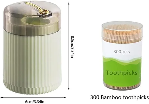 Miniatura 2 de Dispensador de palillos de dientes con palillos de dientes 300 unidades (verde oscuro+verde claro)