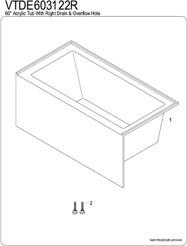 Miniatura 4 de KINGSTON BRASS VTDE603122R - Bañera acrílica contemporánea de 60 pulgadas con drenaje a la derecha y orificios de desbordamiento, color blanco