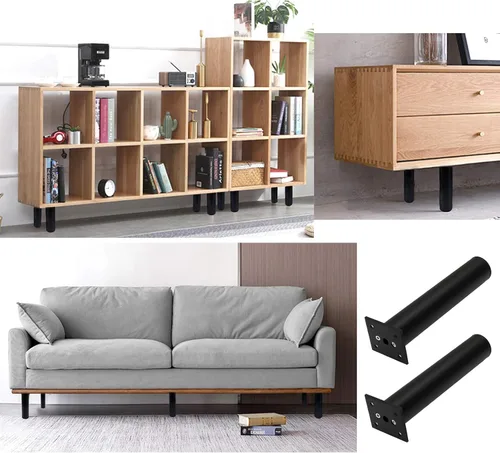 Miniatura 4 de Paquete de 4 patas ajustables redondas para muebles de 1.5 pulgadas de diámetro de aleación de aluminio gruesa para sofá, estantes para mesa