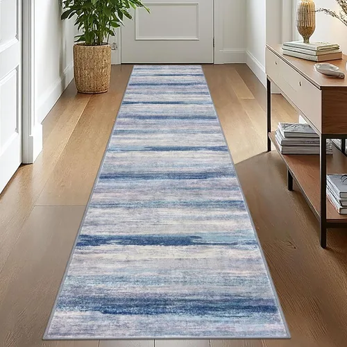 Miniatura 122 de KOZYFLY – Alfombra de pasillo moderna y lavable de diseño abstracto verde, 2 x 5 pies, antideslizante, suave y de pelo corto, ideal para cocina