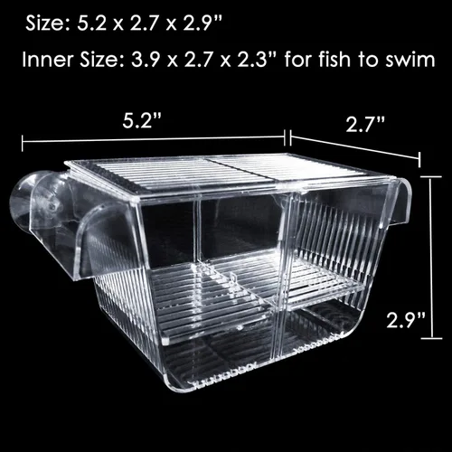 Miniatura 5 de capetsma Caja de Cría de Peces, Caja de Aislamiento de Peces de Acrílico con Ventosas, Incubadora de Vivero de Aclimatación de Acuario para Peces