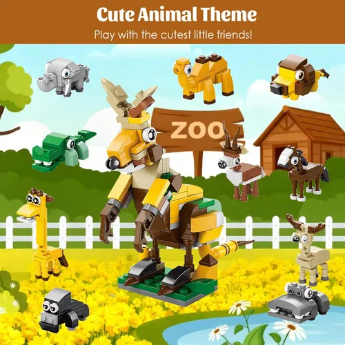 Miniatura 6 de 30 paquetes de recuerdos de fiesta de animales para niños, 999+ piezas de bloques de construcción, 3 estilos de dinosaurios/mar/bosque, 10 en 1