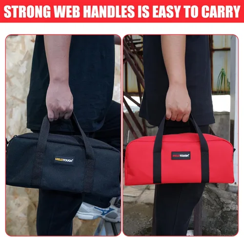 Miniatura 5 de MELOTOUGH Bolsa de Herramientas Resistente con Timón de Lona Pequeña con Kit Combinado de Cremallera - Incluye 2 Bolsas Organizadoras de Negro & rojo