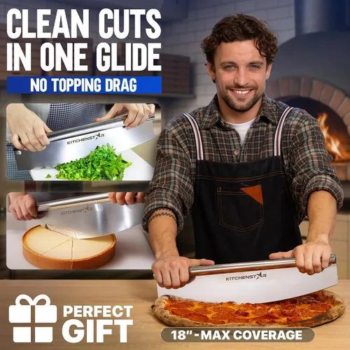 Miniatura 2 de Cortador de Pizza KitchenStar - Cuchillo de corte de acero inoxidable 304 con hoja súper afilada, mecanismo de eje anti-vacilación, mango ergonómico
