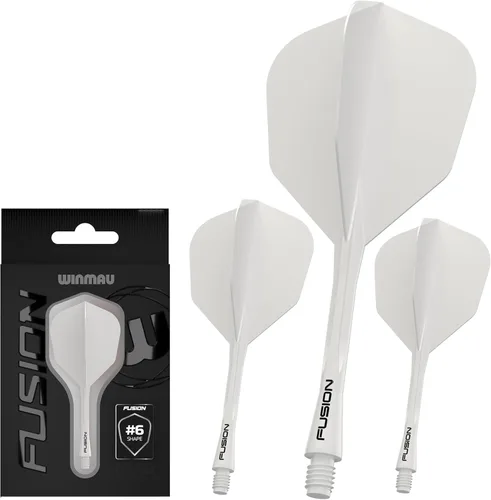 Miniatura 10 de Winmau Darts Fusion Sistema Integrado de Vuelo y Eje - Forma y Diseño No.6 - Disponible en Corto, Intermedio y Mediano - Negro, Amarillo y Rojo