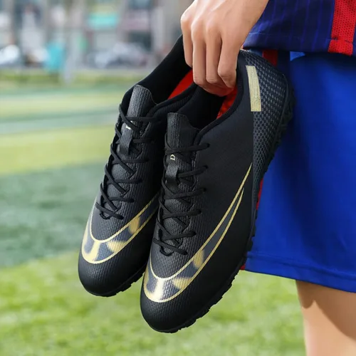 Miniatura 8 de Tacos de fútbol bajos de cuero, de grado profesional con cordones, ideales para entrenamiento y competición en terreno firme y césped, unisex