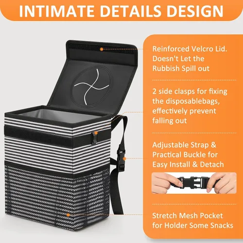 Miniatura 4 de Vankor Bote de Basura para Auto Lindo, Bolsa Contenedor Colgante Impermeable Botes de Basura Automotrices a Prueba de Fugas Bote de Basura para Raya