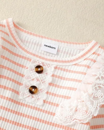 Miniatura 89 de Renotemy Conjunto de ropa para bebé recién nacida, mameluco con volantes, pantalones florales, lindo conjunto de ropa para bebé niña
