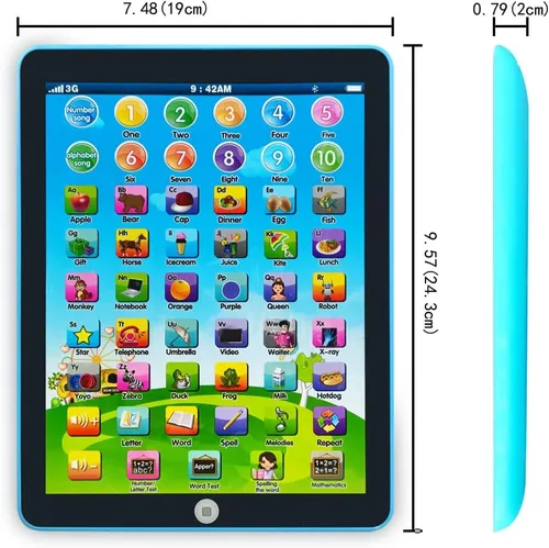 Miniatura 5 de Tableta de aprendizaje para niños/Tableta interactiva para niños pequeños con juguetes de palabras, números, alfabetos, música, inglés, juguete