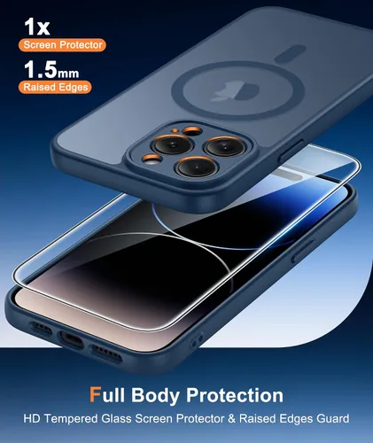 Miniatura 836 de FNTCASE Funda para iPhone 17 Pro: Fundas delgadas translúcidas de color azul claro compatibles con MagSafe, protección completa de la cámara