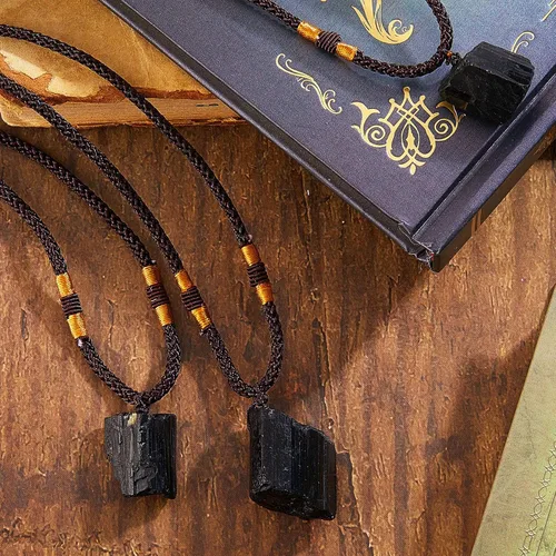 Miniatura 7 de Hicarer Collar de turmalina negra natural, 6 piezas, colgante de amuleto de turmalina, colgante de pilar, collar de cristal curativo para mujeres