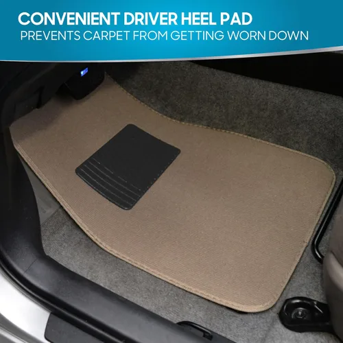 Miniatura 2 de Alfombrillas de piso de alfombra para trabajo pesado beige delanteras y traseras, forros universales para automóvil, SUV, camioneta y camión, 100 MB