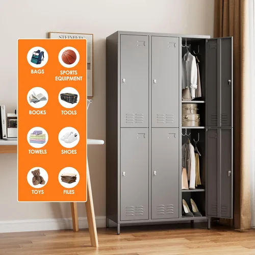 Miniatura 5 de SUPEER Casillero de Almacenamiento de Metal con 9 Puertas y 27 Ganchos, Casilleros de Metal para Empleados con Cerradura para Escuela, Garaje