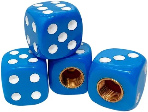 Miniatura 10 de 4 piezas Tapones para válvula de neumático de coche, universales para ruedas de vehículos, forma de dados, cubiertas universales para válvulas