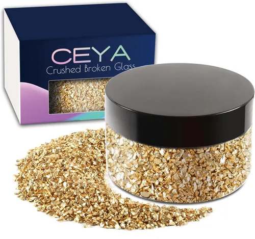 Miniatura 14 de Ceya 5.3 onzas/150g Vidrio Triturado Irregular Azul Neptuno Metálico Chips de Cristal Vidrio Roto Chips Purpurina 2-4mm Manualidades Purpurina