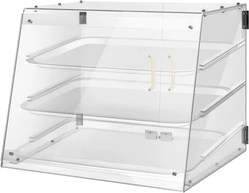 YBSVO vitrina de panadería comercial de 3 niveles, vitrina de repostería de acrílico transparente de 21 pulgadas con bandejas extraíbles, gabinete