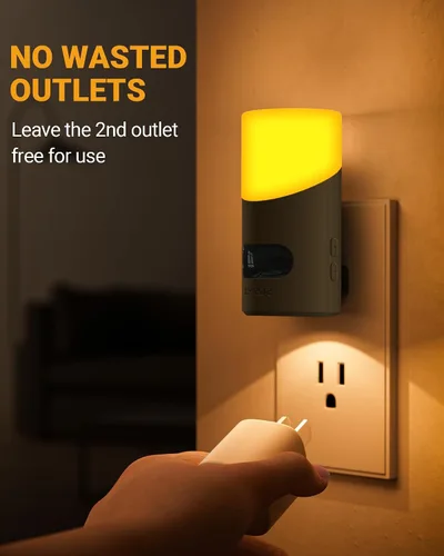 Miniatura 7 de LyrIDZ - Luz nocturna ámbar con sensor de movimiento, luz nocturna enchufable regulable de 1 a 150 lm para interior, para dormitorio, baño, pasillo