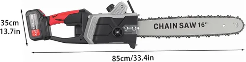Miniatura 6 de Motosierra inalámbrica de 16 pulgadas, motosierra eléctrica con motor sin escobillas, batería de 40 V con 2 baterías y cargador rápido de doble