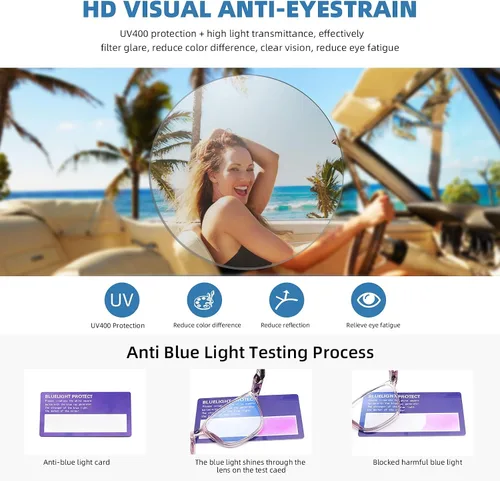 Miniatura 4 de Paquete de 4 lentes de bloqueo de luz azul para mujeres y hombres, anteojos cuadrados de moda para computadora con bisagra de resorte, anteojos