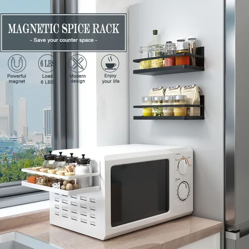 Miniatura 5 de Organizador magnético de especias de un solo nivel, estante de almacenamiento de especias para refrigerador, organización de cocina, fácil
